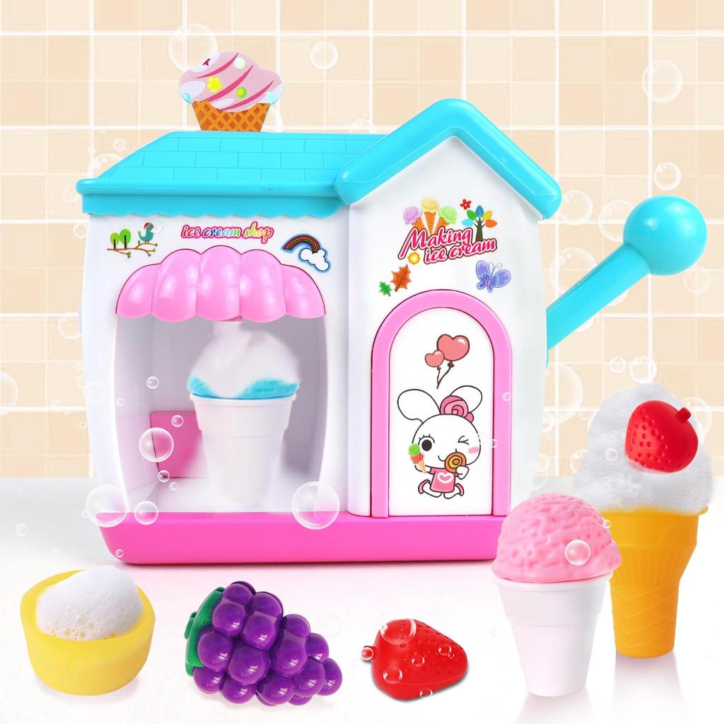 Bath Fluffy Water Ice Soft Serve Ice Cream Pretend Bubble Christmas Gift Mercs-X Toy, Bubbles, Play, Cream, Maker, Play, Making,