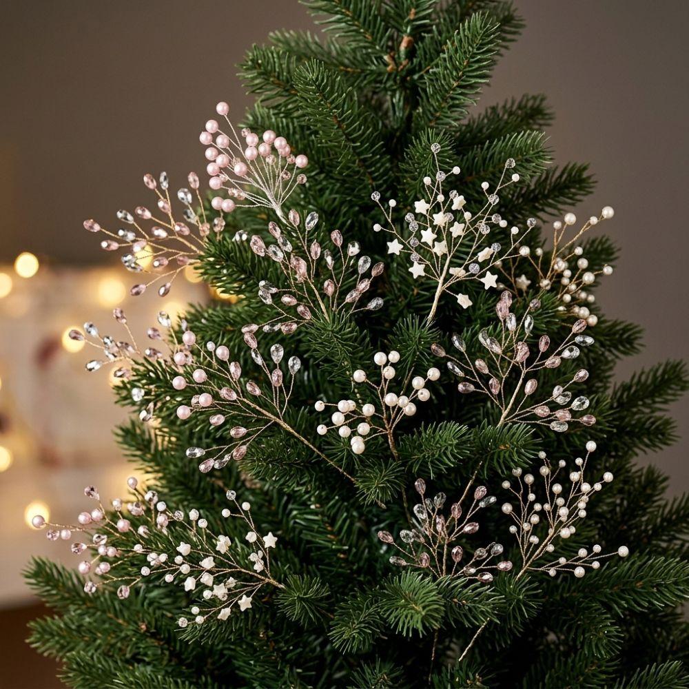 Glitzer Perle Kristall Weihnachten Pick Realistisch Perlenkette Ranke Kristallperle Weihnachtszweig Handgemacht Handgefertigt