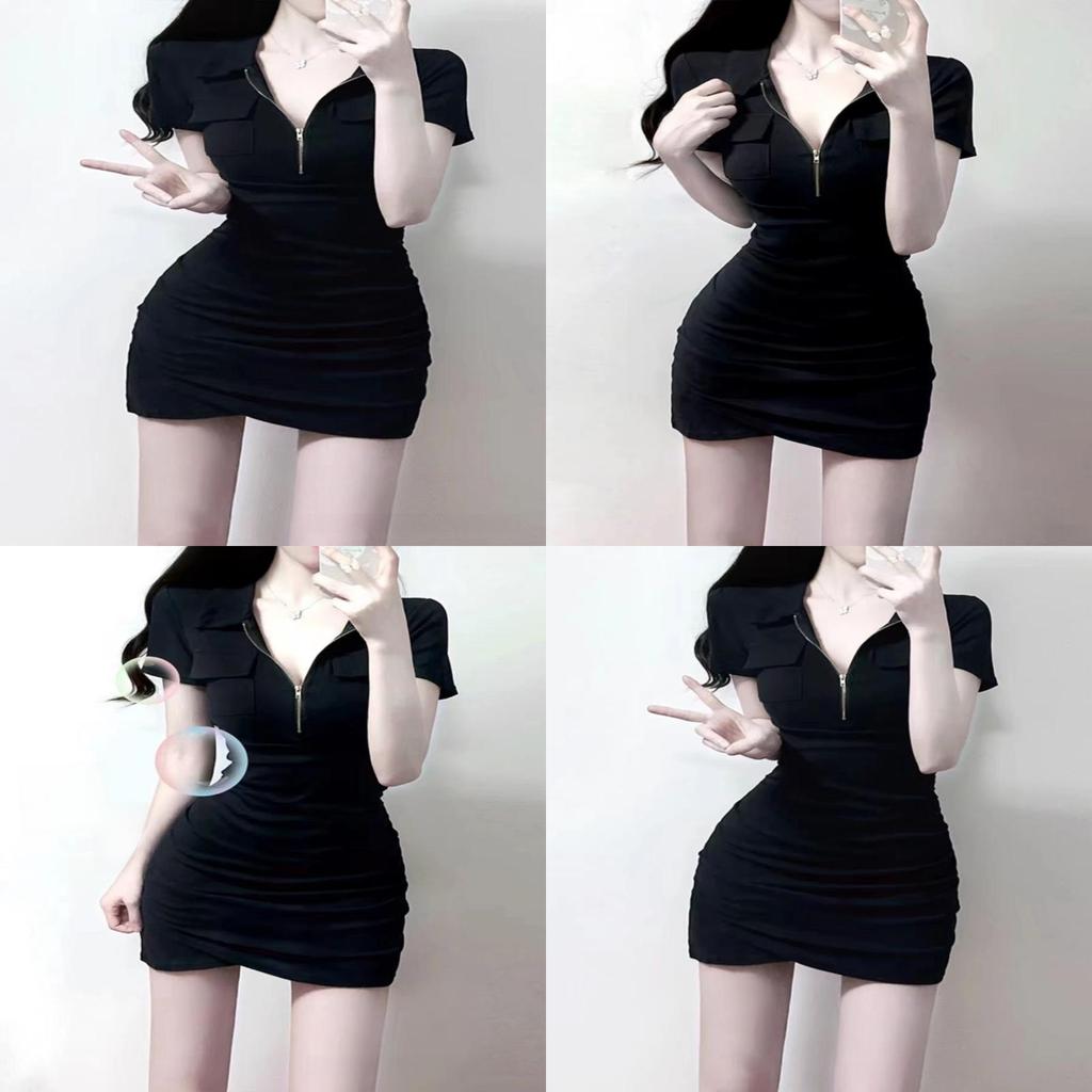Dress Knit Fabric Slim Fit Short Sleeve Polo Neck Retro Style For Summer Fashion