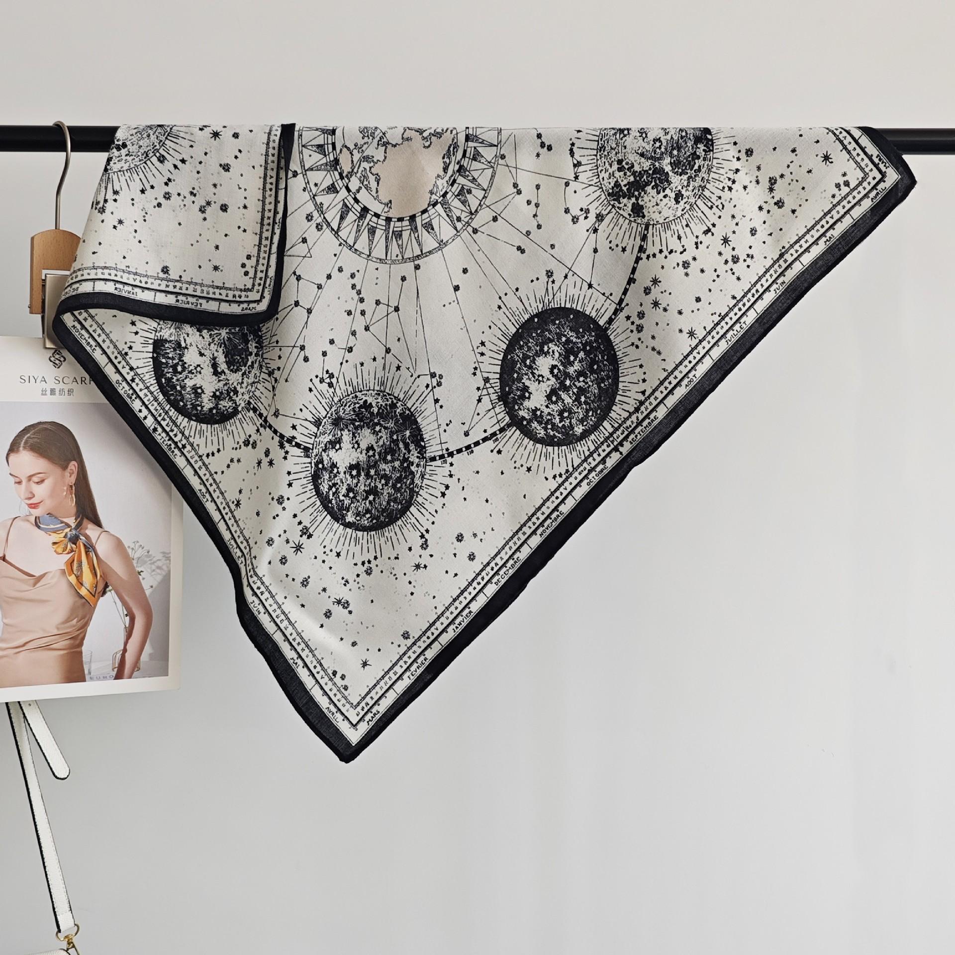 Constellation Aesthetics Old Money Wind Silk Scarf Cotton and Linen Breathable Square Scarf Small Scarf Women s Spring and Summer Premium Sense Tie 68*68cm