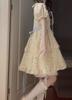 Sweet floral doll collar dress women's summer bubble sleeves small princess cake dress waist fluffy dress