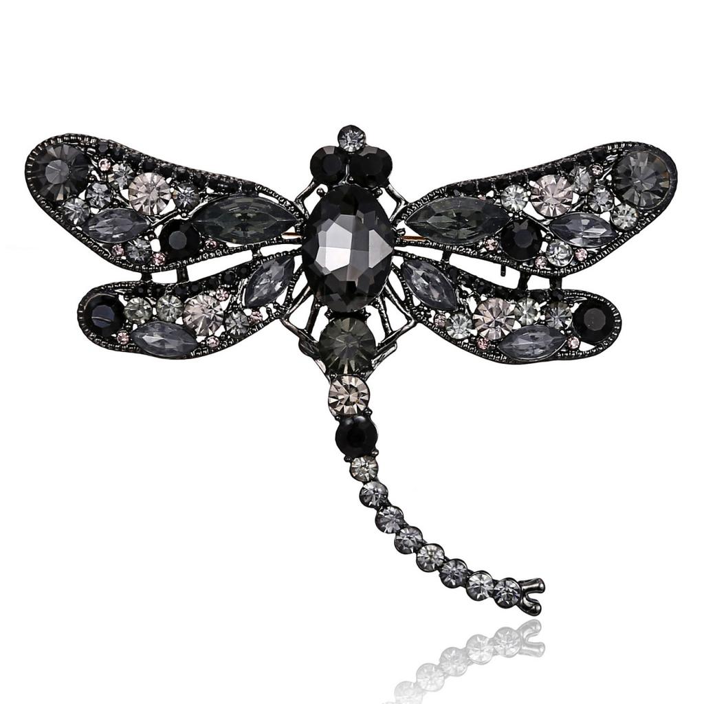 Vintage Full Rhinestone Big Dragonfly Brooch For Women Men Exquisite Colorful Crystal Insect Dragonfly Animal Pins Party Jewelry