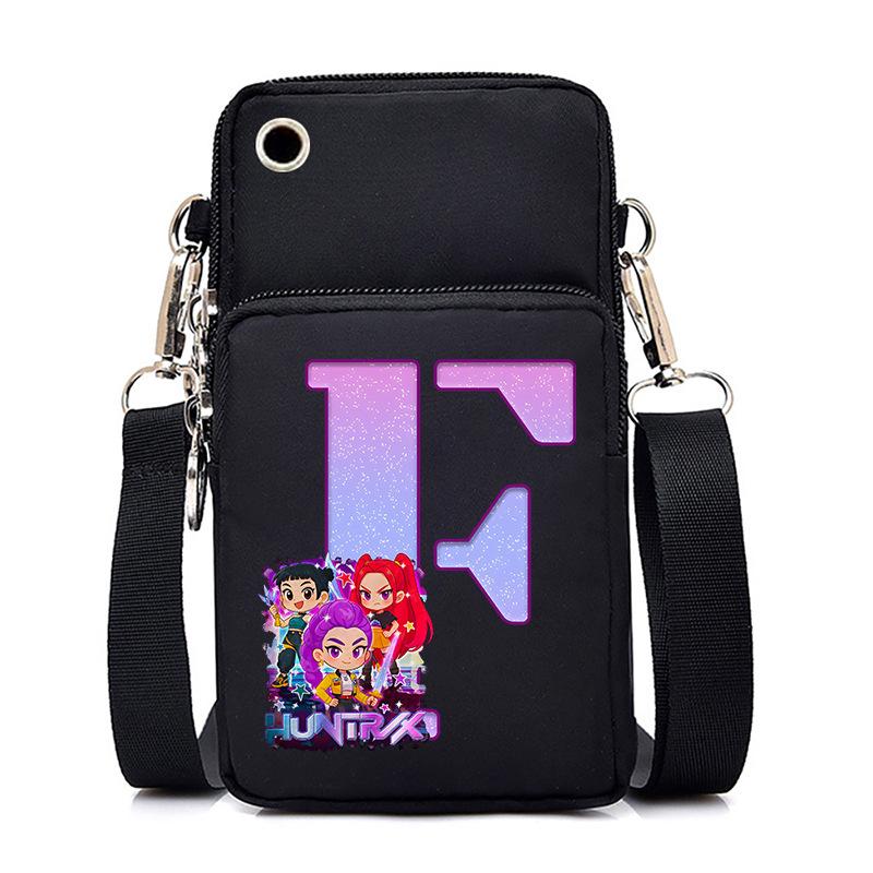 Anime Cartoon Peripheral 26 Letters Mobile Phone Bag Multi-Function Vertical Square Black Messenger Bag