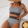 Bikini Women Swimsuit New Striped Sling Bikinis Set Sexy High Waist Swimwear Summer Two Piece Beachwear Bathing Suit Female