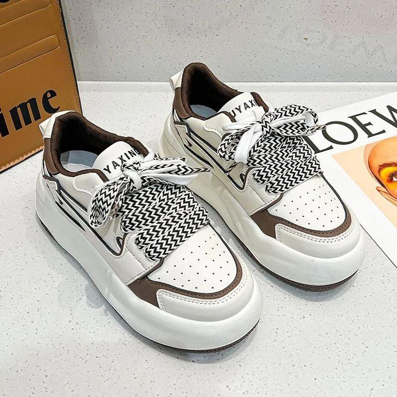 

2024 Осень Комфорт Универсальные Туфли на Плоской Подошве Легкая Повседневная Обувь Женская Обувь Толстая Подошва Нескользящие Кроссовки Женские 40 коричневый