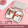 7-Piece Stainless Steel Manicure Set with Leather Case - Nail Clippers and Scissors