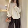 Women's Autumn Cashmere Crew Neck Lace Trim Knit Top
