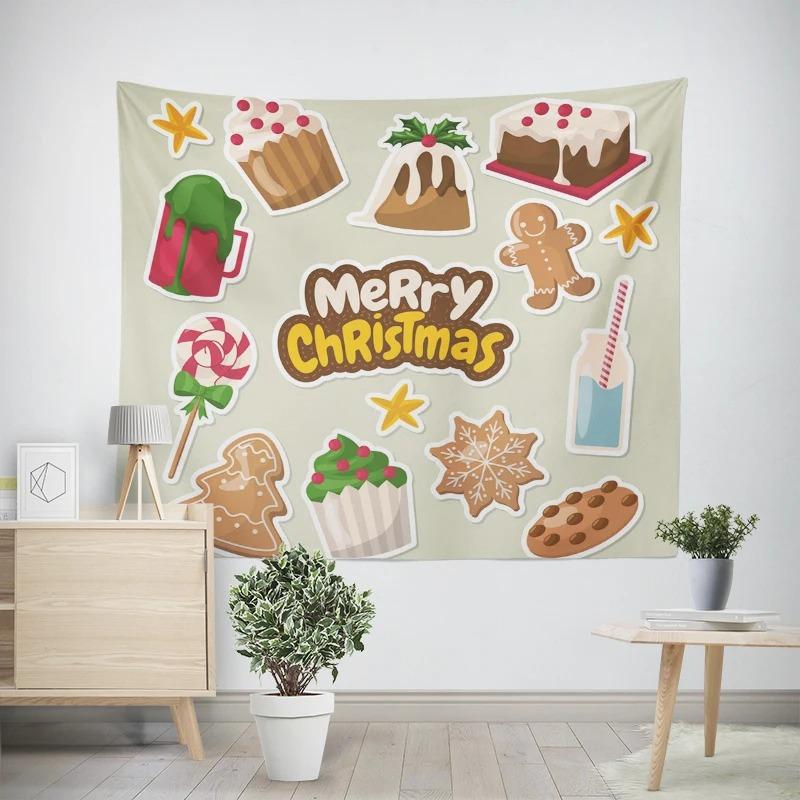 Christmas New Year Candy Coffee Pattern Living Room Bedroom Decorative Tapestry