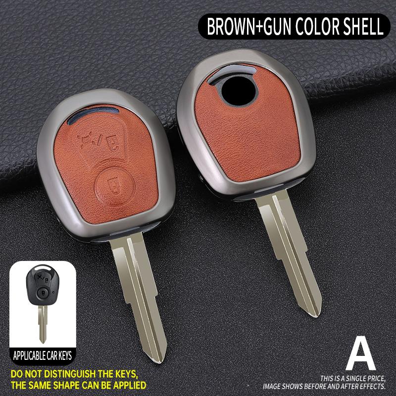 

Zinc Alloy+Leather Car Remote Key Case Cover Protective Shell Fob For Ssangyong Actyon Kyron Rexton Korando Key Decoration Shell