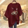 Women's White Summer Casual Loose Fit Pure Cotton Printed Short-Sleeve T-Shirt Undershirt