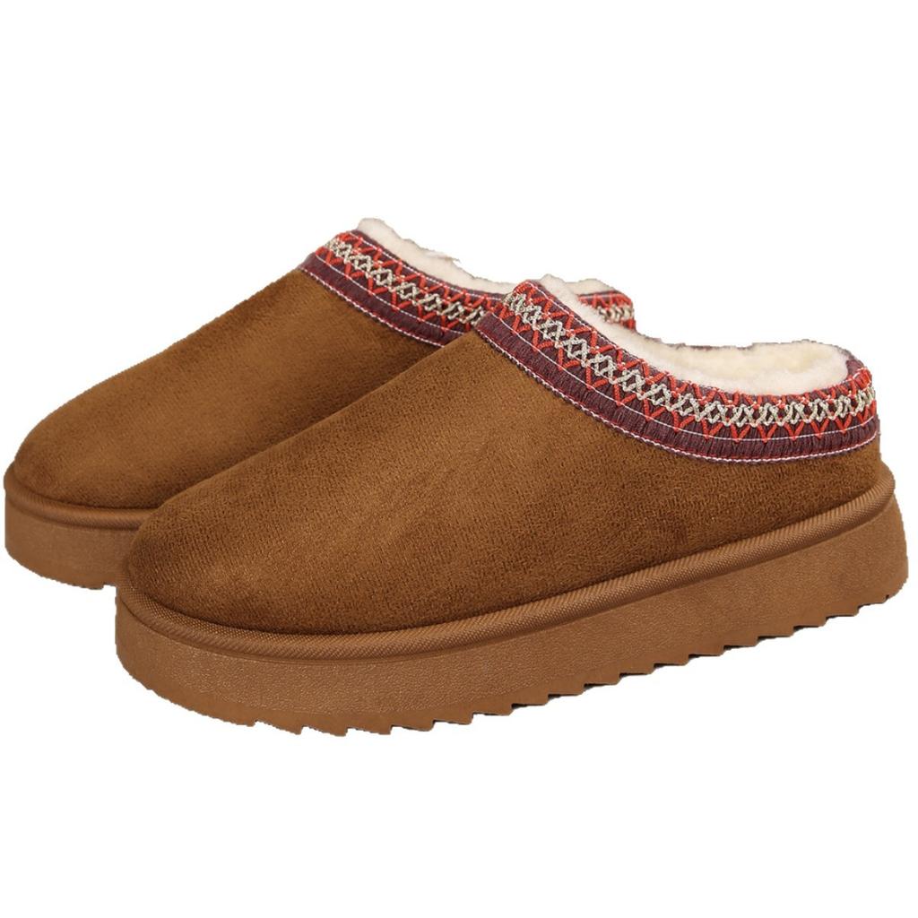 Thick-soled snow boots 22 new autumn and winter outer wear heightening and fleece fur integrated bag head half-drag hair shoes