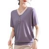New summer mother's short-sleeved women's knitted top loose ice silk shirt mother-in-law bottoming shirt