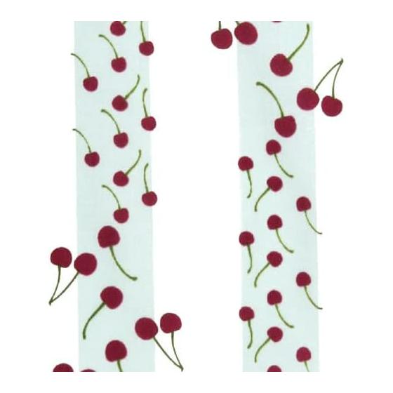 Sen no Anbo Tenugui "Cherry Cherry" - Hand-dyed 100% Cotton, Tokuoka Fabric, Made in Japan (35cm x 100cm) - Refreshing Stripes, Cute Early Summer