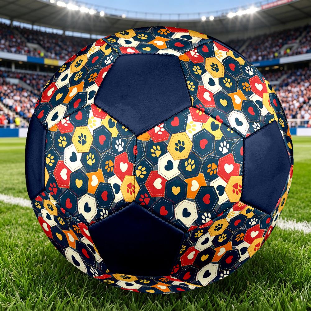1PC Paw Prints Hearts Soccer Ball Size 5 Football Machine Sewn Indoor/Outdoor Universal Football W123
