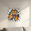Removable Vinyl Wall Stickers 3D Tiger Stickers, Peel And Stick Roaring Decals, PVC Modern Decoration Ideas Art Mural Decor, Realistic Cracked Sticker