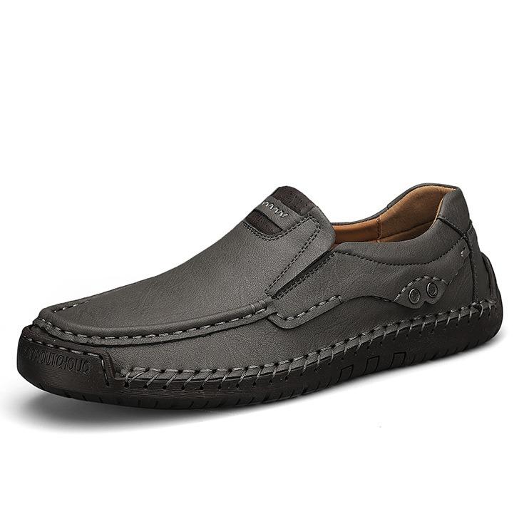 Large Size Men's Shoes 2025 New Handmade Leather Loafers Men's One-pedal Soft-soled Beanie Shoes 464748