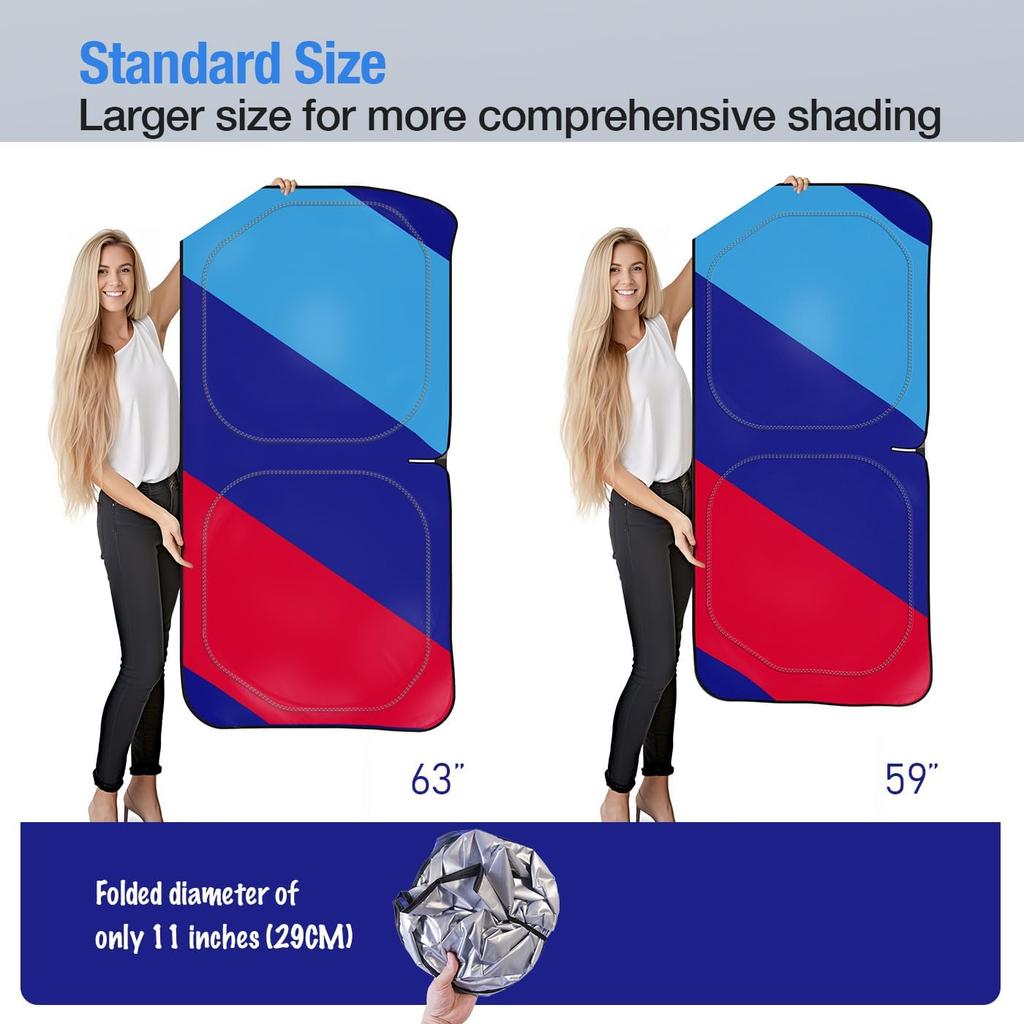 Car Windshield Sun Shade Blocks UV Rays Sun Visor Protector, Blue Material, No Reflected Glare, Sunshade For X1 X3 X5 (Blue)