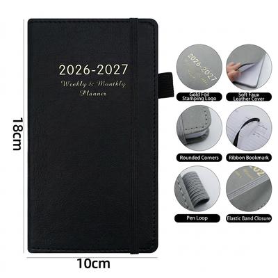 Monthly Planner Notebook Compact Pocket Notebook Time Management Planner Rounded Leather Cover Planner For Office Campus