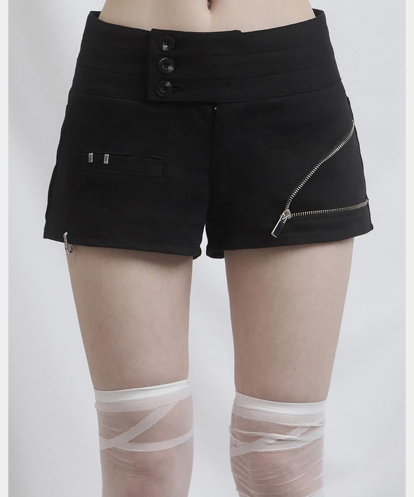 Soea Clip Zip Placket Short Pants (Black)