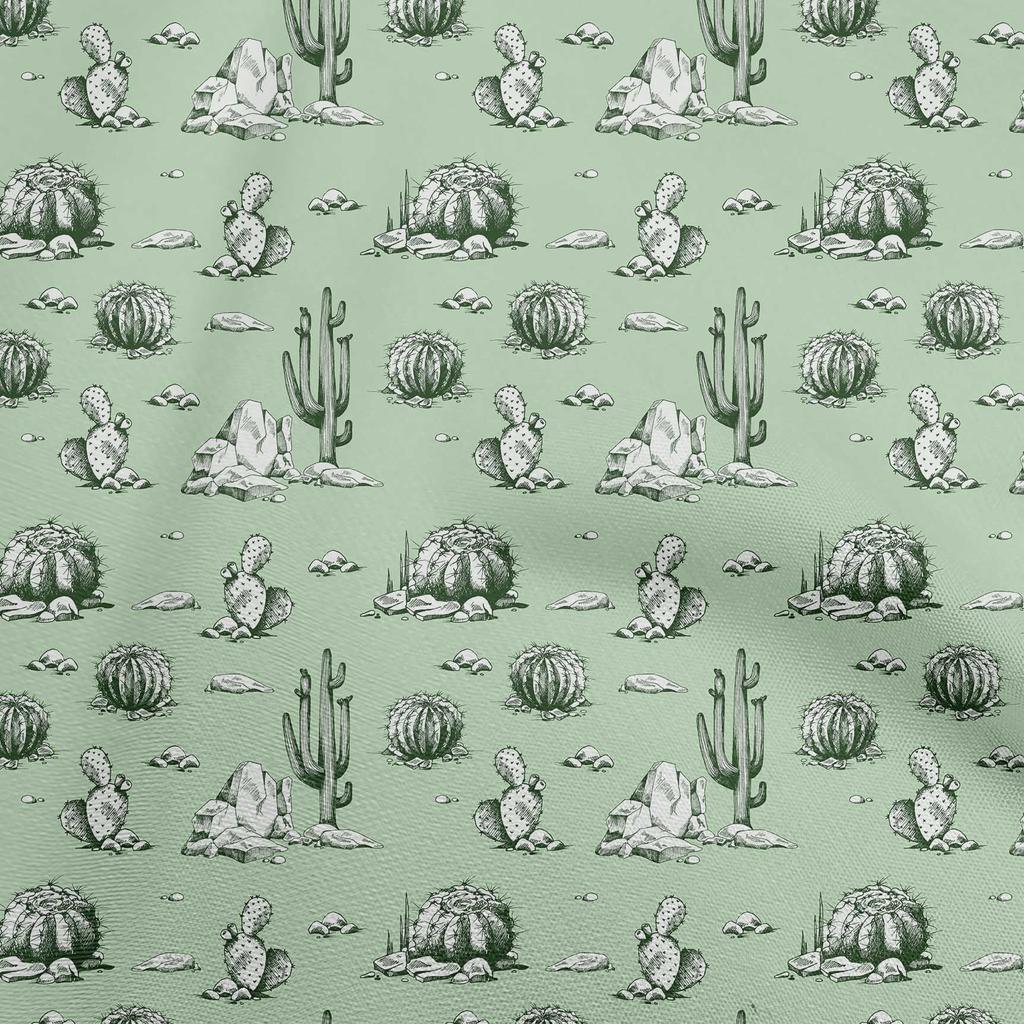 oneOone Georgette Viscose Gray Fabric Cactus Craft Projects Decor Fabric Printed By The Yard 42 Inch