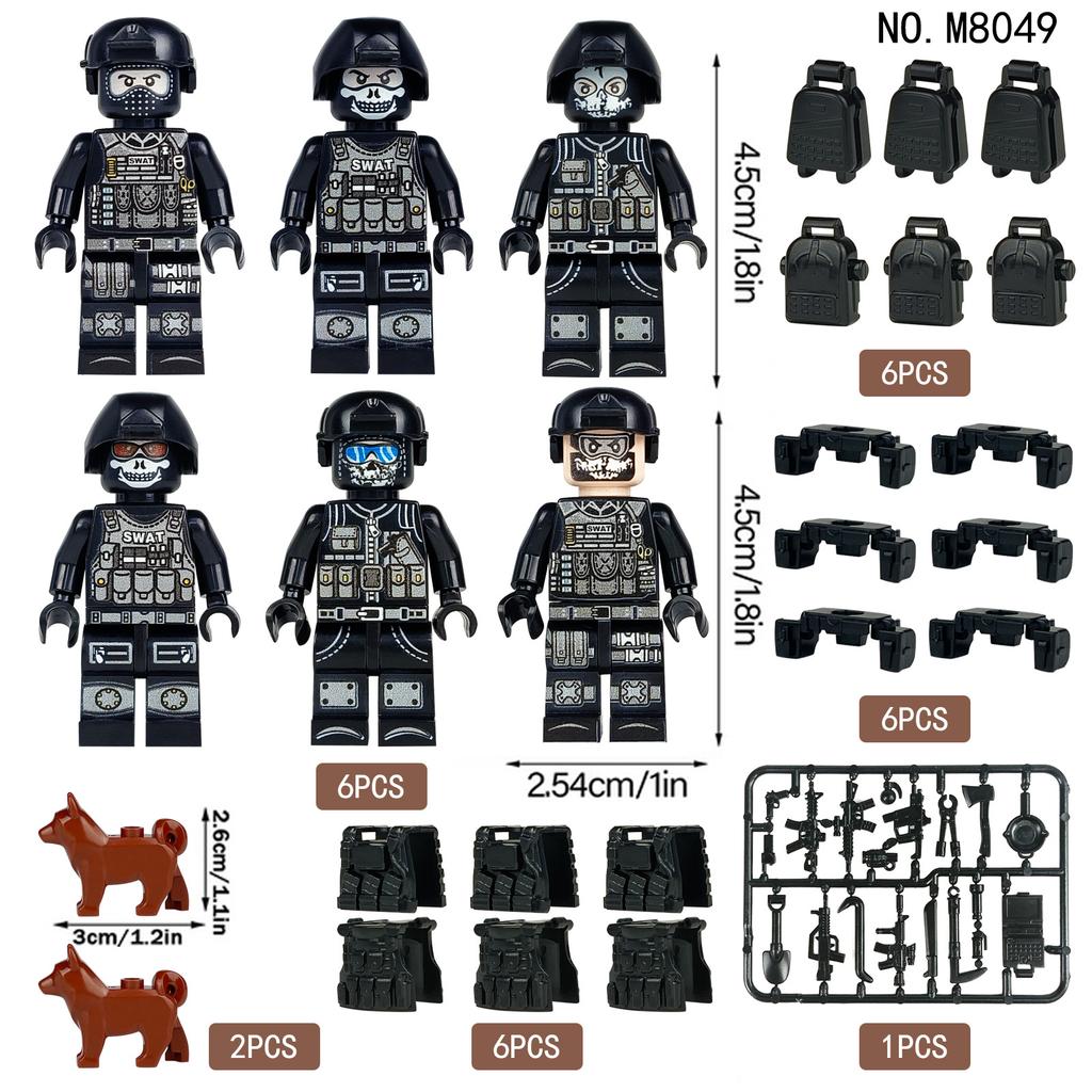 Military Series Special Forces Special Police Soldiers Scouts Kayak Explosion-proof Police Building Blocks Ghost Special Police
