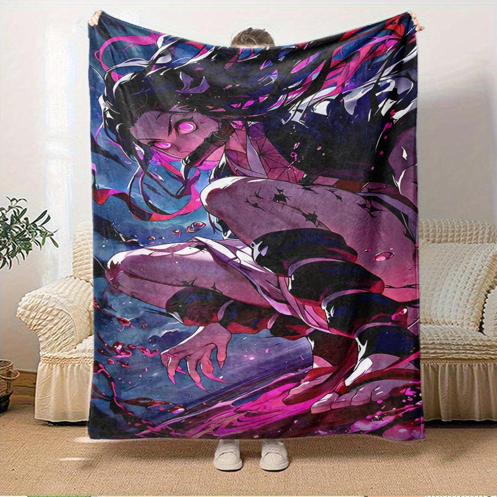 For Demon Slayer: Kimetsu No Yaiba-Themed Flannel Blanket, Glam Style, Digital Print, All-Season Comfort, ,for Cozy Plush Flannel Cover104