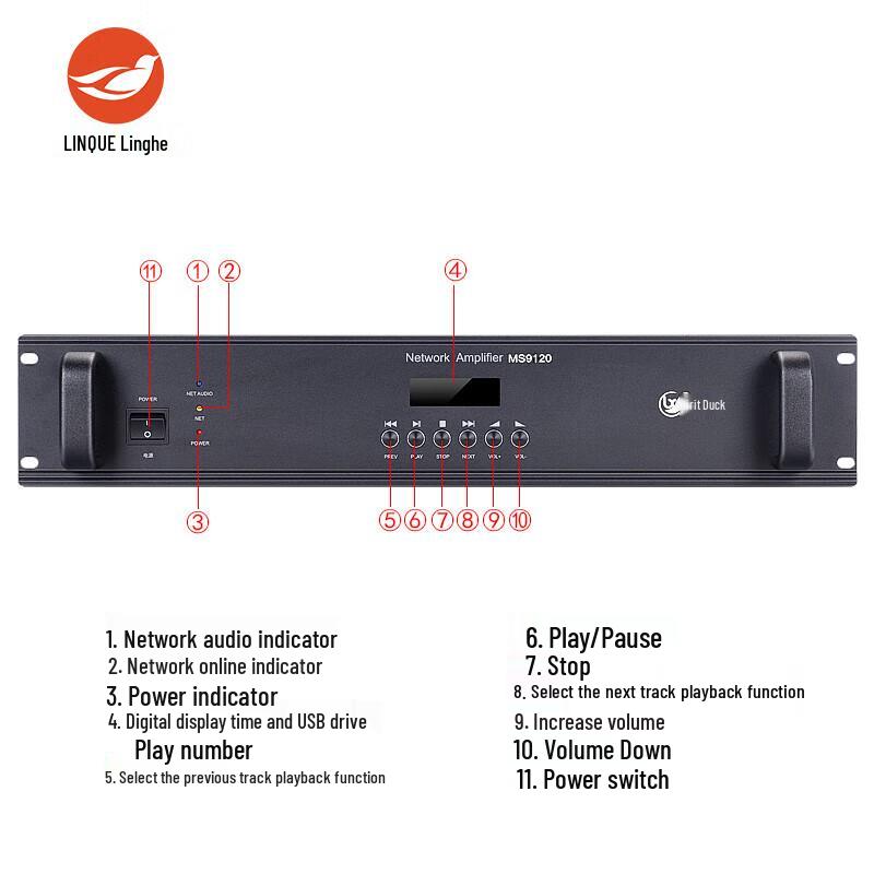 Lingque MS9120 IP Network Power Amplifier for Campus Broadcasting