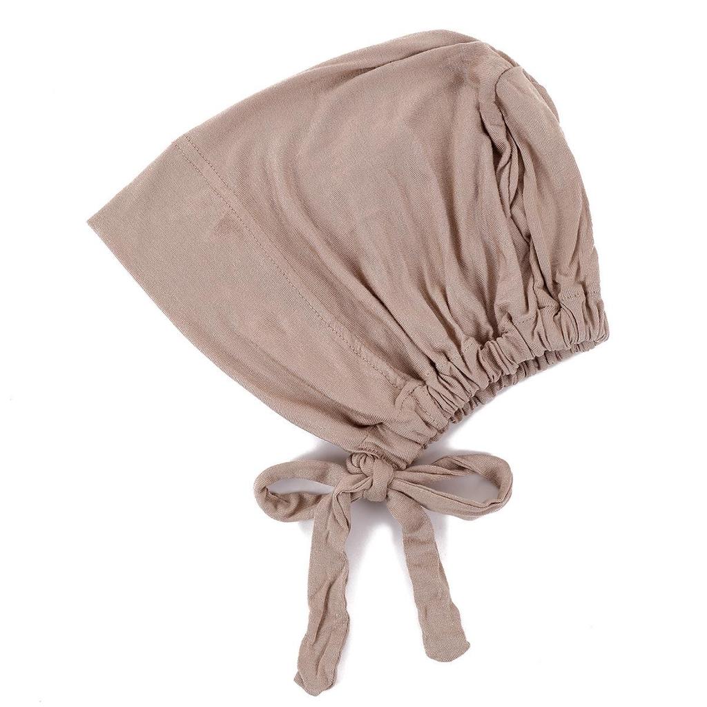 Pañuelo para la cabeza de algodón y seda elástico con cordones ajustable, gorro para quimioterapia