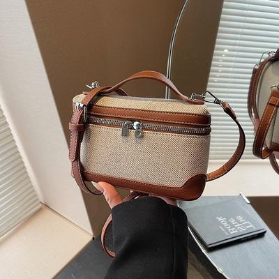 Retro Contrasting Color Casual Portable Small Bag Women's New Small Square Bag 2025 Summer Fashion Messenger Bag