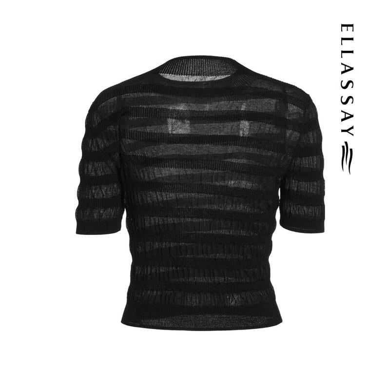 ELLASSAY Women's Spliced Knit Top