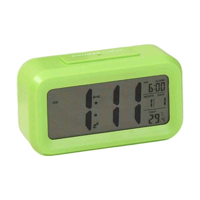 LCD Display Digital Alarm Clock Indoor Temperature Display 1 Alarm Setting 12/24Hour Format Snoozes Function Nightlight