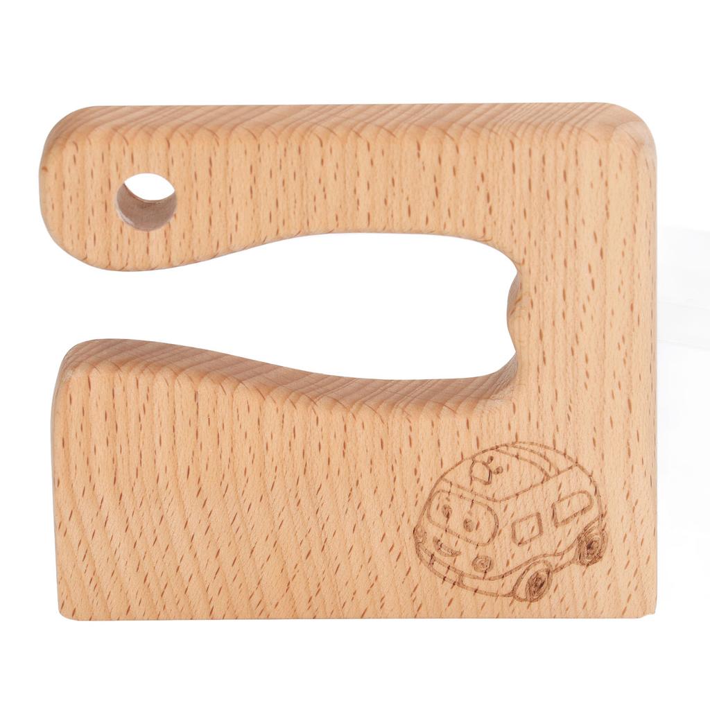 Kids Wooden Knife Safe Cooking Vegetable Fruit Cutter Montessori Kitchen Tool Toy Ambulance Pattern