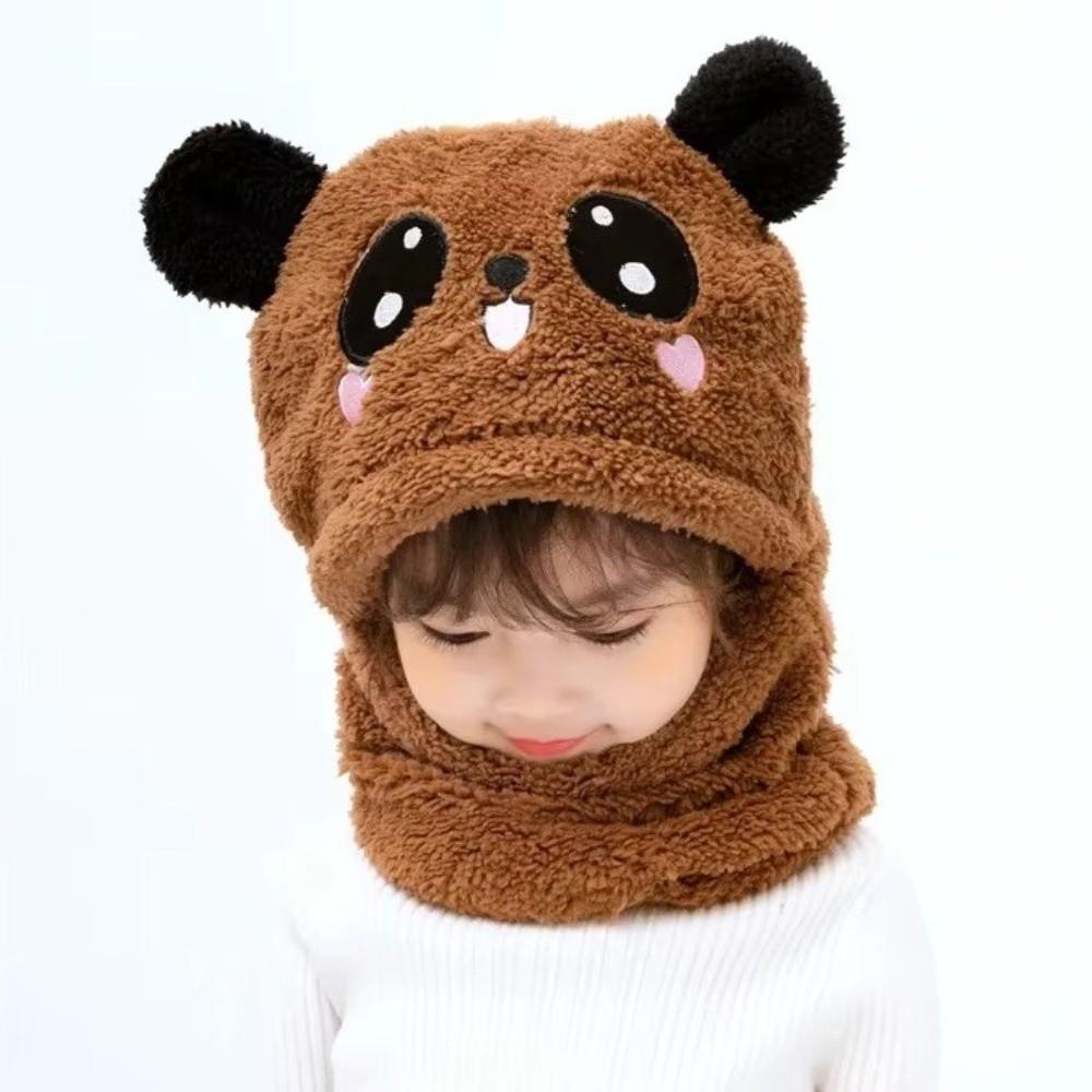 Cartoon Children Beanie Caps Fleece Warm Bonnet Scarf Fashion Kids Winter Hats  for Girls Boys