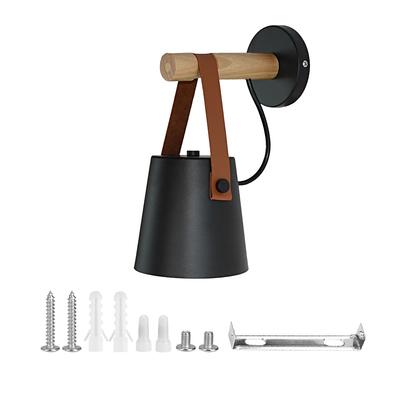 110-240V Indoor LED Wand Licht Holz Leuchte Lampe für Schlafzimmer Wohnzimmer Flur Schwarz