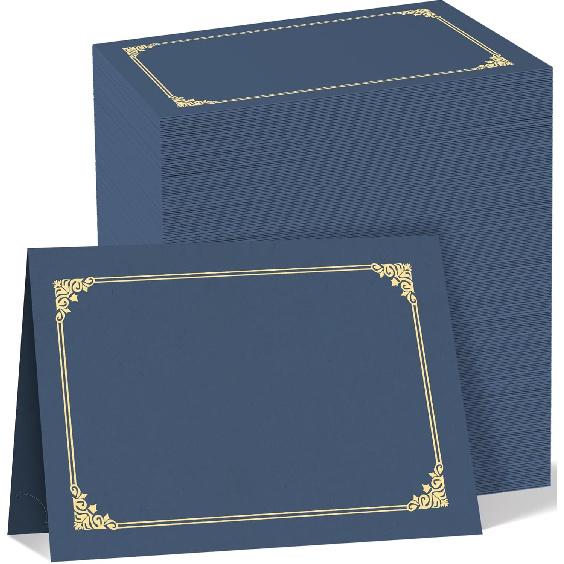 HAUTOCO 10 Pack Certificate Holders, Navy Blue Diploma Holders, Document Award Covers Certificate Folders with Gold Foil Border for 8.5x11 Letter