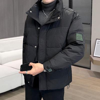 Men's Fashionable Stand Collar Down Jacket - 50% White Duck Down, Available In Black and Khaki