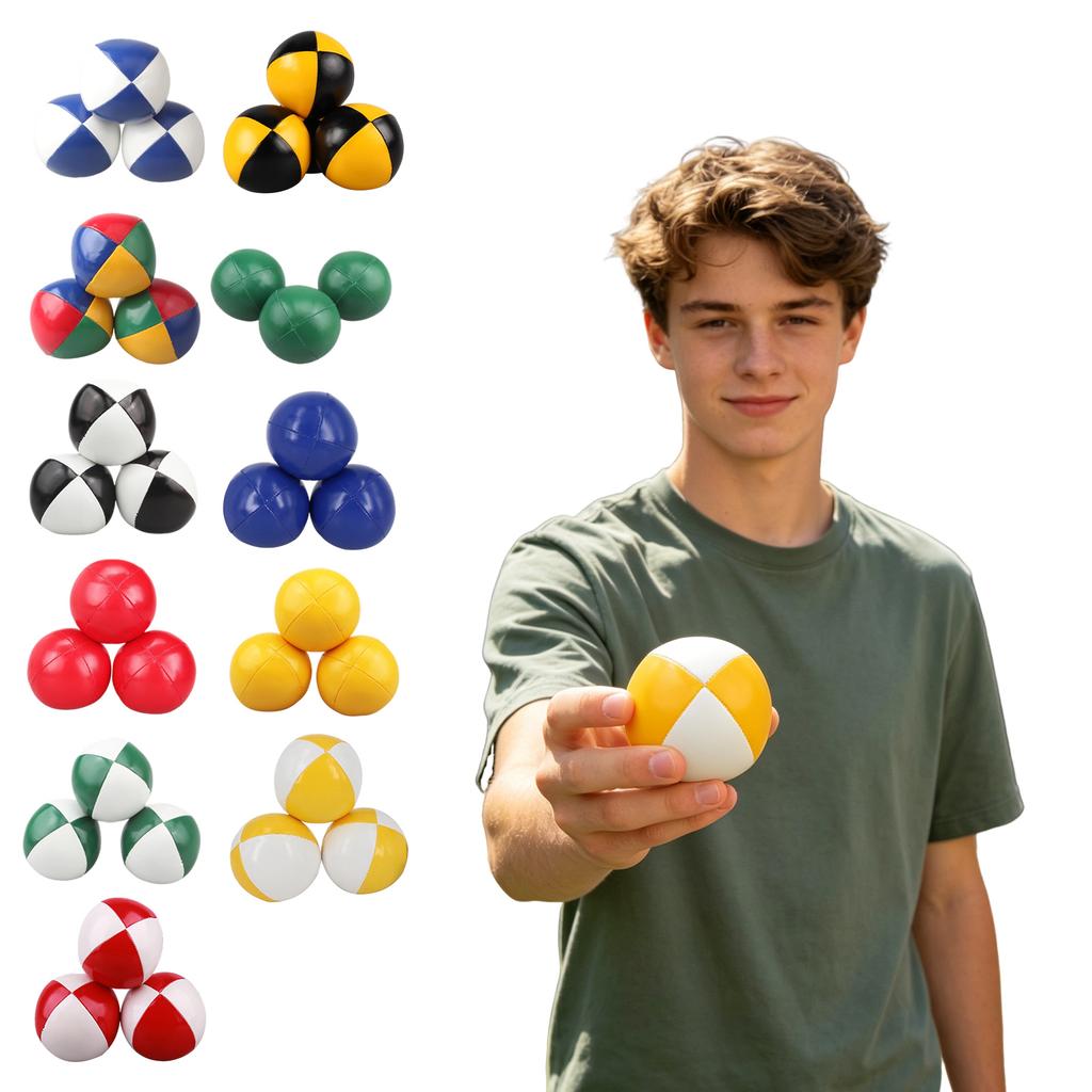 Set of 3 PU Leather Juggling Balls Durable Soft Filled Beanbags for Circus Performance Practice and Skill Development