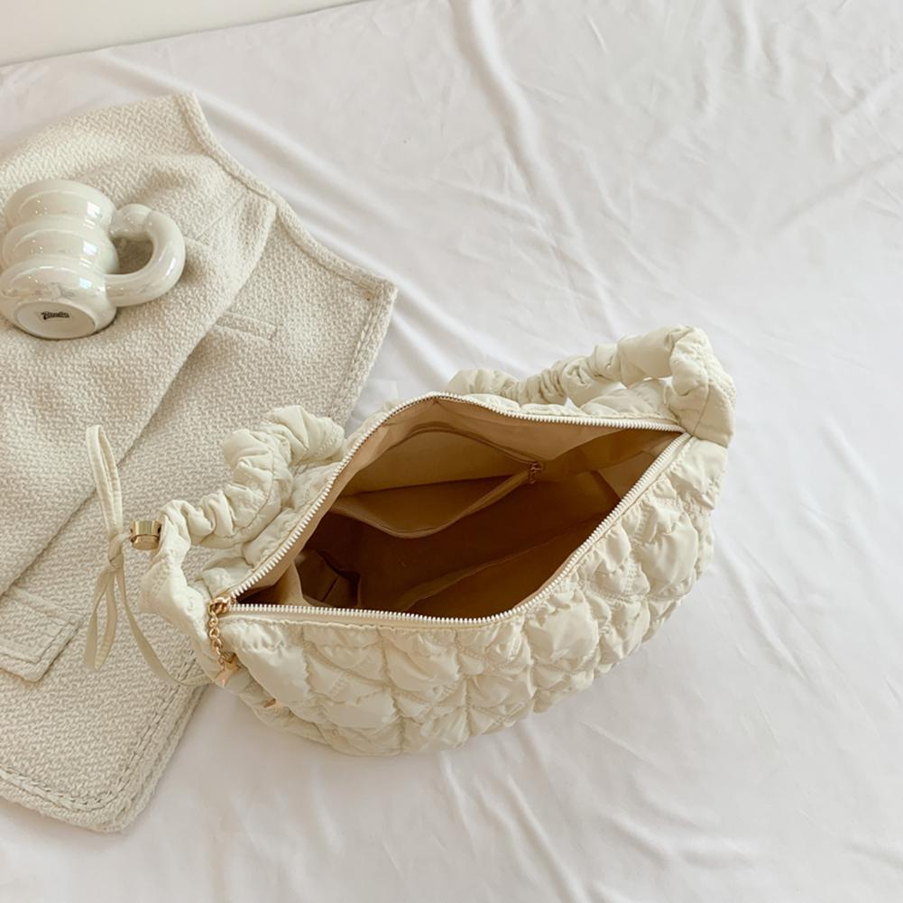 Fashion Quilted Top-Handle Bag Cloud Pleated Bubbles Commute Bag Casual Simple Shoulder Bag Elegant Solid Color Crossbody Bag