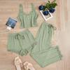 Popular Women's Three-Piece Lace Trim Pajama Set: Camisole, Shorts, and Long Pants