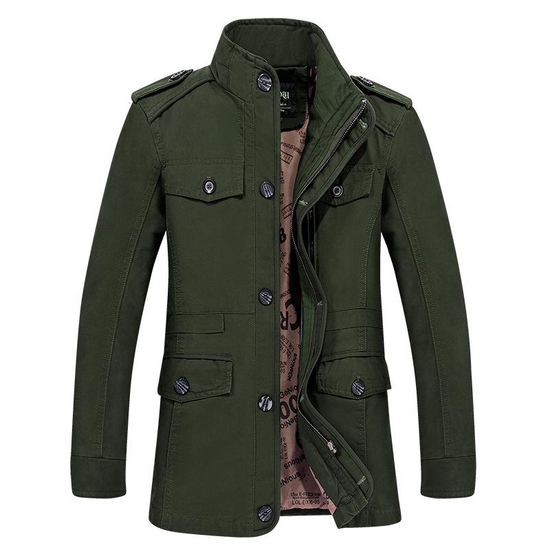 Plus Size Men's Mid-Length Spring/Autumn Windbreaker - Casual Middle-Aged Jacket
