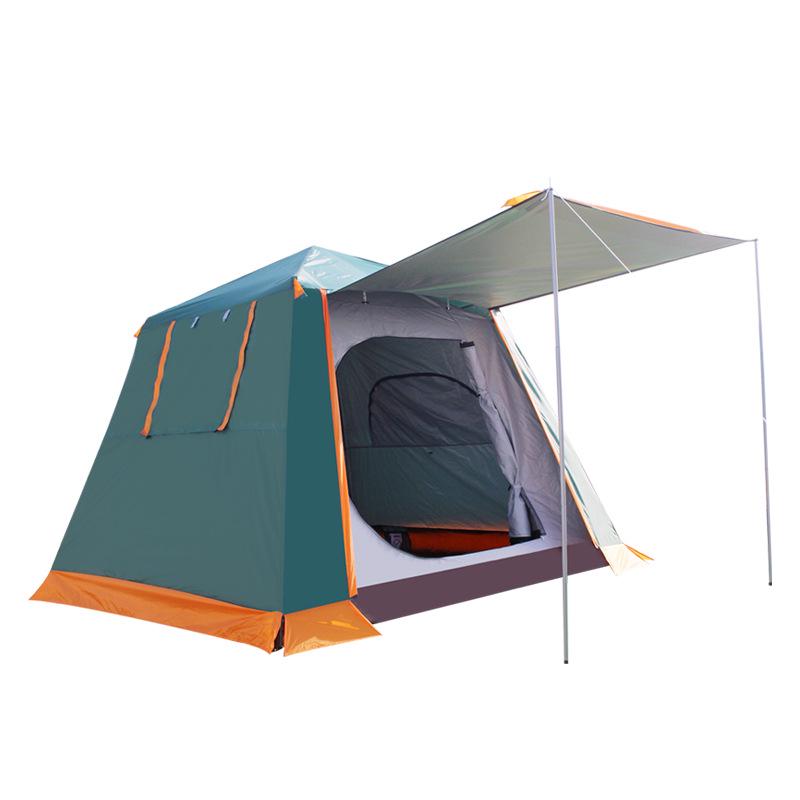 4-6 Person Double Layer Stormproof Tent with Sun Protection 210x210x175 cm темно-зеленого