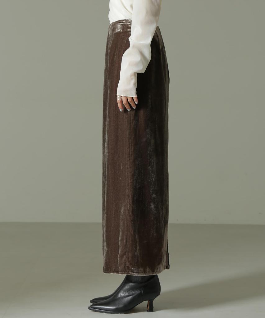 Nano Universe Velour Narrow Size M Greige Women's Skirt, (043), (669-4230331)