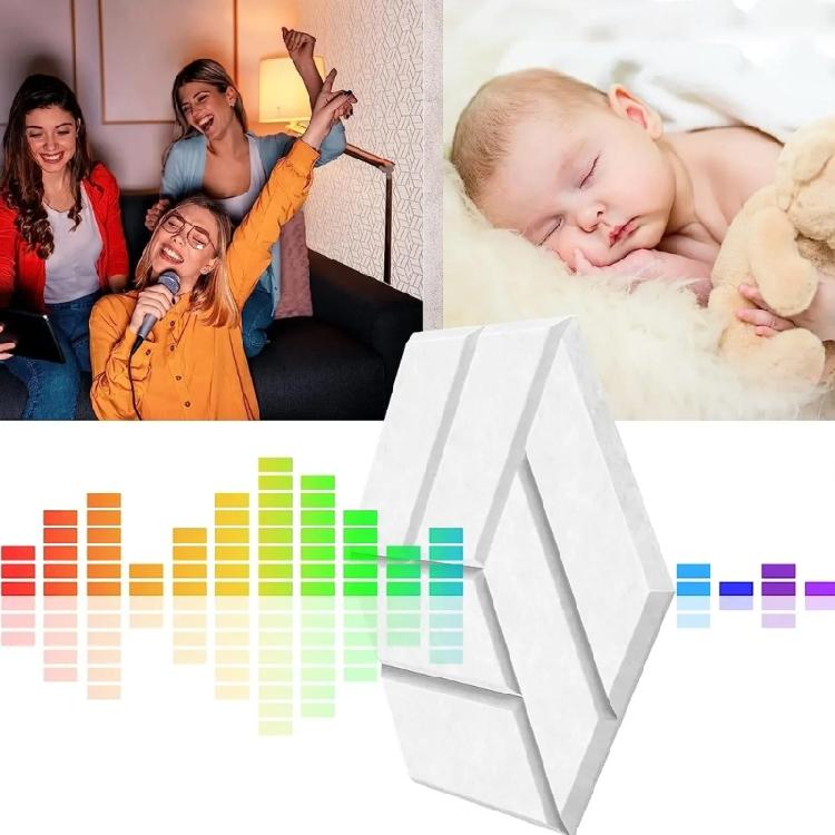 Set of 12 Soundproof Foam Tiles Hexagonal Self Adhesive Wall Panel Polyester Soundproof Wall Panel Soundproof Foam Panel