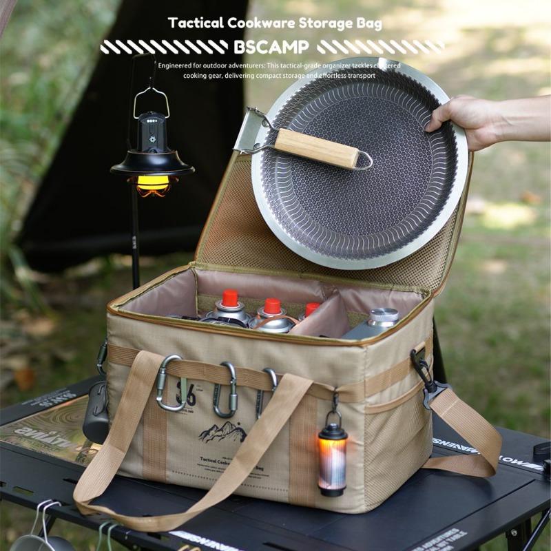 Outdoor multi-functional camping tactical storage bag with tabletop, portable handheld gear, outdoor accessories bag