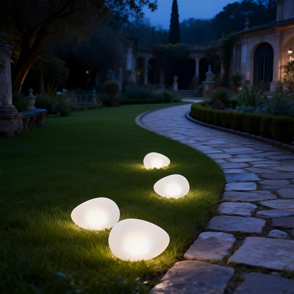 4LED Solar Mini Pebble Lights, Egg-Shaped Pathway Lighting - Outdoor Lights | Perfect for Garden, Walkways, Pool, Landscape