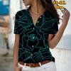 2025 Summer New Fashion Women's Flower Printed Short Sleeve V-neck Casual Button-down Shirt Top