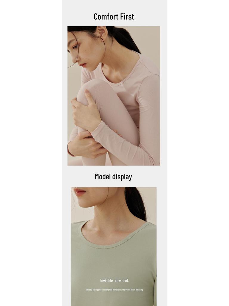 Women's Cotton Thermal Underwear Set - Round Neck, Autumn/Winter, Large Size