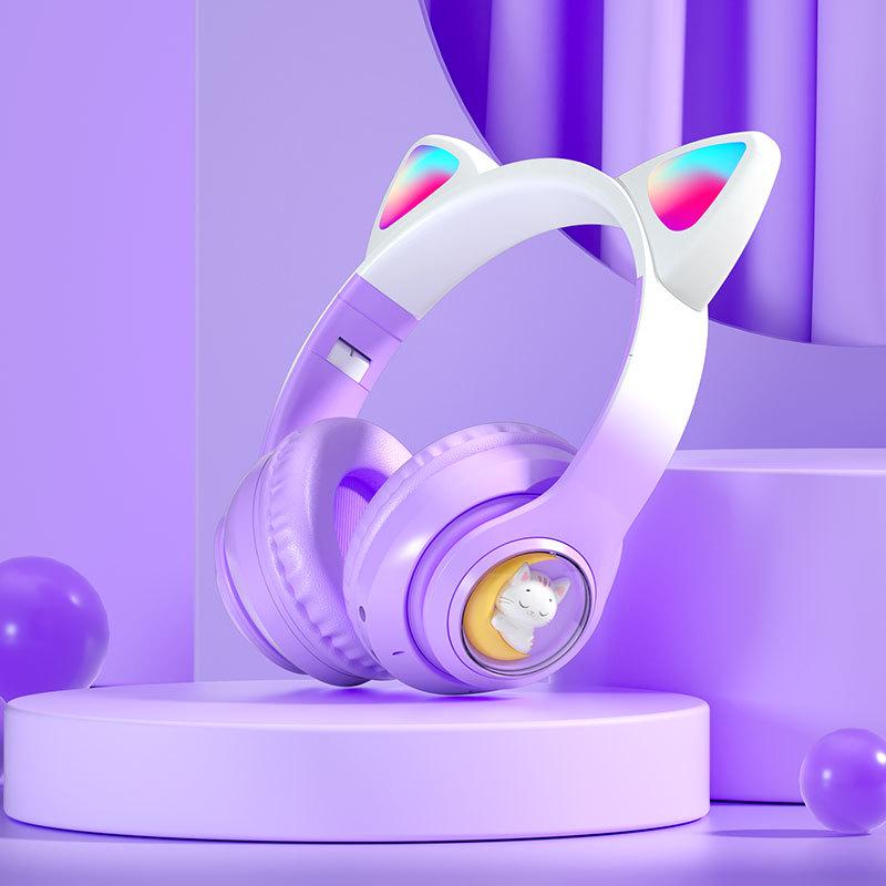 Cross-Border Pet Capsule Cat Ear Bluetooth Earbuds: Luminous & Gradient Design