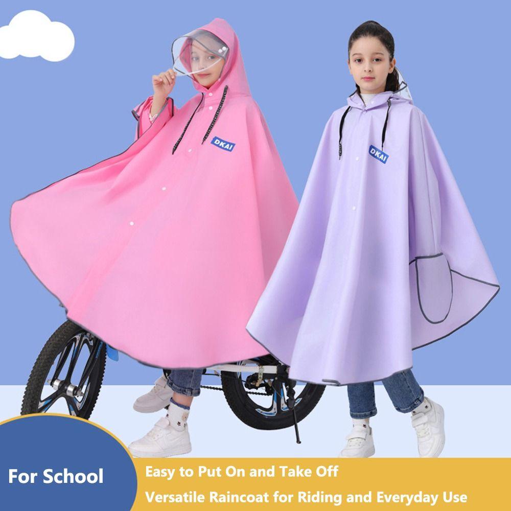 With Gloves Waterproof School Raincoat Detachable Clear Brim Outdoor Rain Cloak  for Boys and Girls