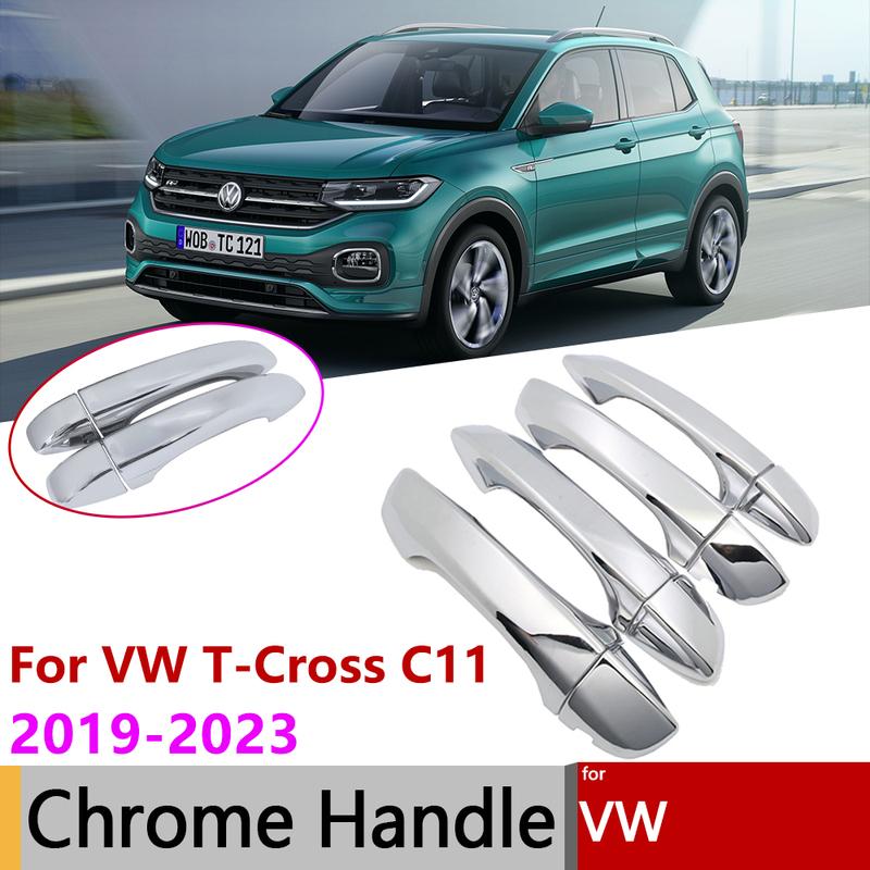 For VW Volkswagen T-Cross C11 Taigun      Chrome Smart Door Handle Cover Trim Protective Car Styling Sticker